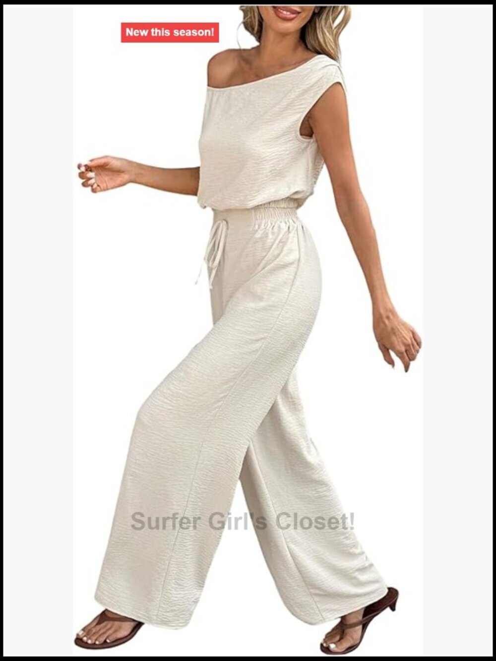 Summer 2 Piece Pant Set Off Shoulder Batwing Top Wide Leg Pants